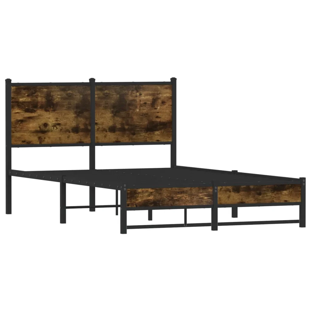 Letto matrimoniale | Letto per adulti | Giroletto senza Materaso in Metallo Rovere Fumo 120x200 cm - Image 4