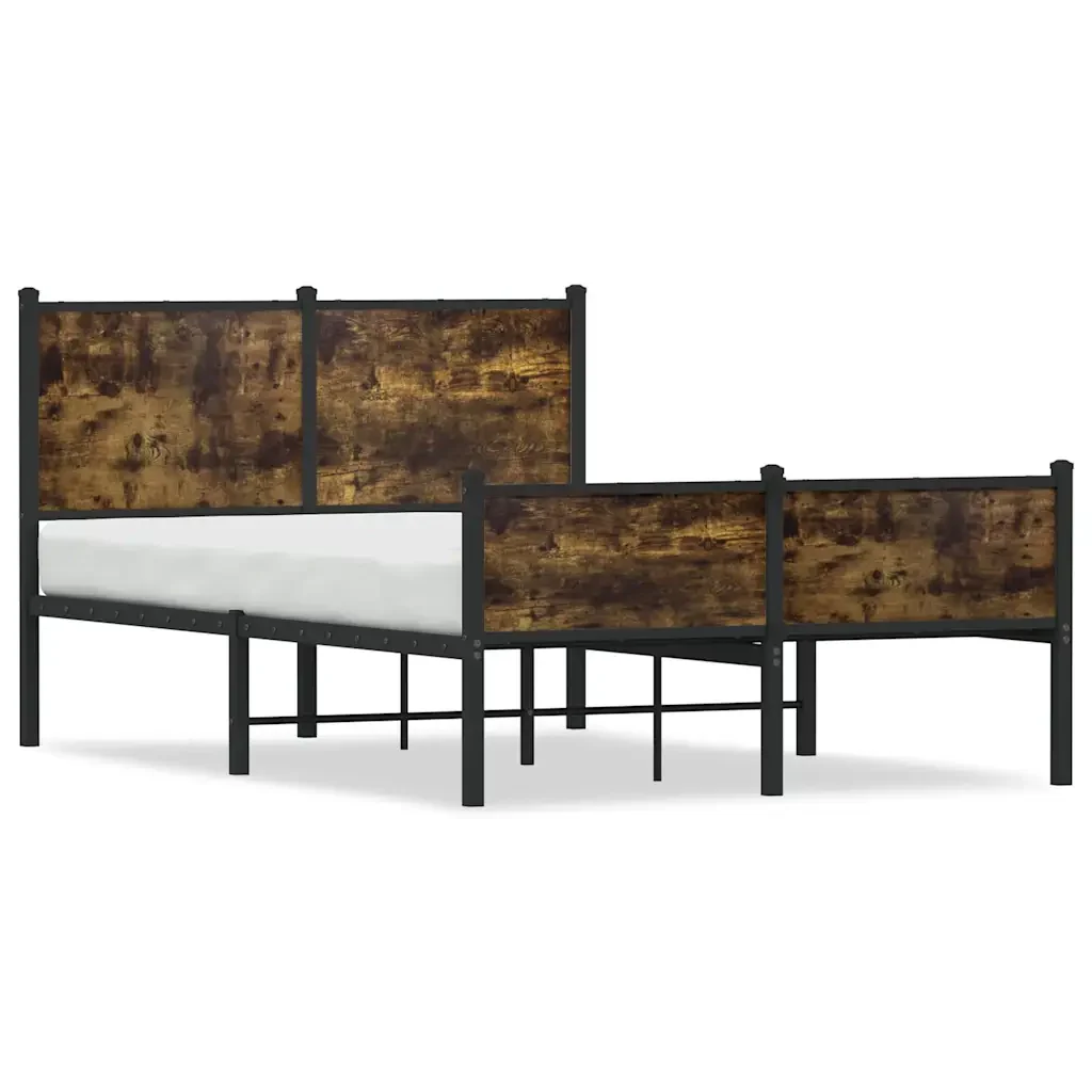 Letto matrimoniale | Letto per adulti | Giroletto senza Materaso in Metallo Rovere Fumo 120x200 cm