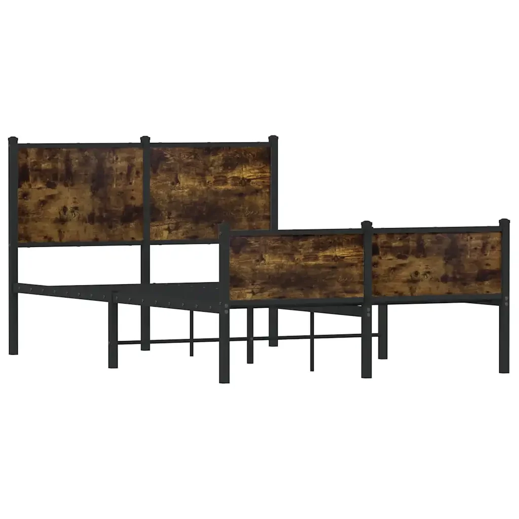 Letto matrimoniale | Letto per adulti | Giroletto senza Materaso in Metallo Rovere Fumo 120x200 cm - Image 4