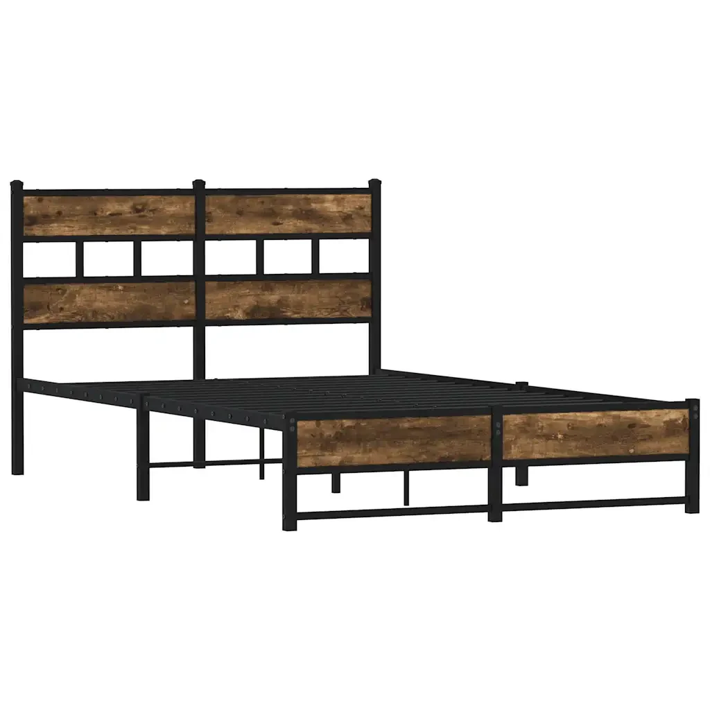Letto matrimoniale | Letto per adulti | Giroletto senza Materaso in Metallo Rovere Fumo 120x200 cm - Image 3