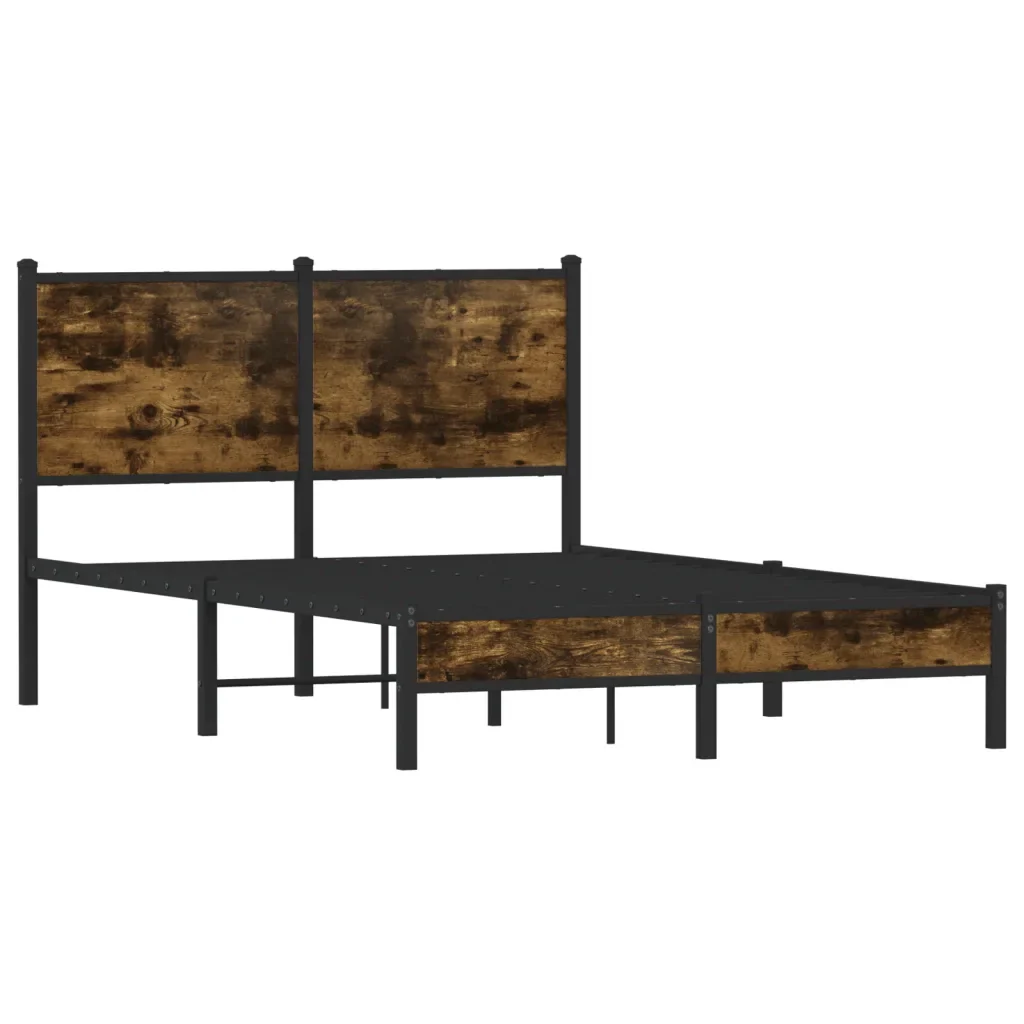 Letto matrimoniale | Letto per adulti | Giroletto senza Materaso in Metallo Rovere Fumo 120x200 cm - Image 4