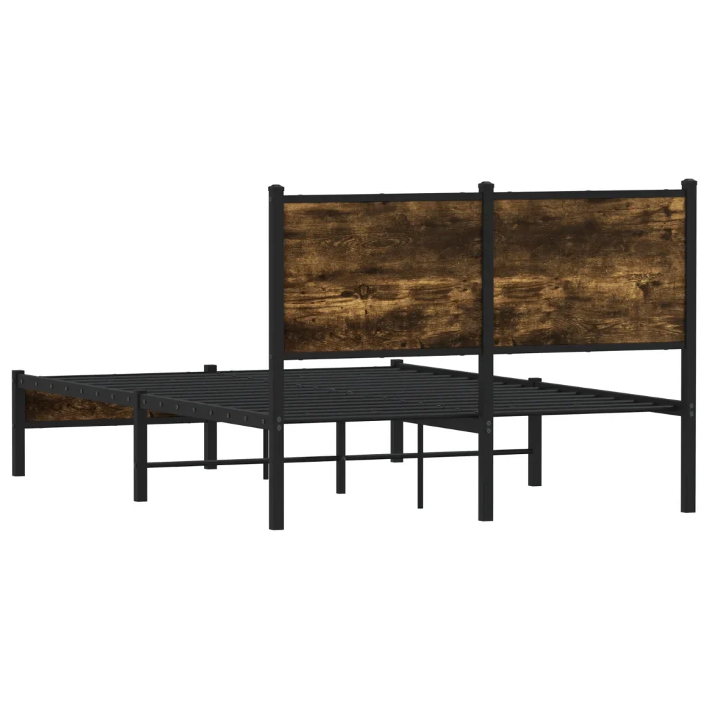 Letto matrimoniale | Letto per adulti | Giroletto senza Materaso in Metallo Rovere Fumo 120x200 cm - Image 7