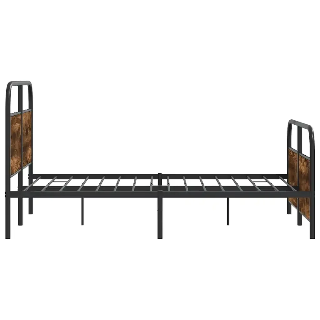 Letto matrimoniale | Letto per adulti | Giroletto senza Materaso in Metallo Rovere Fumo 137x190 cm - Image 6