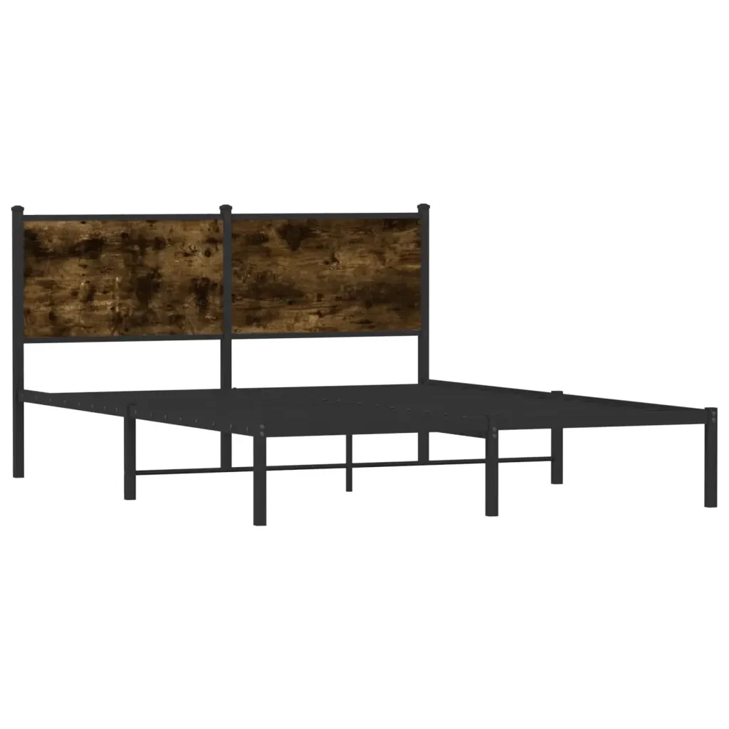 Letto matrimoniale | Letto per adulti | Giroletto senza Materaso in Metallo Rovere Fumo 137x190 cm - Image 3