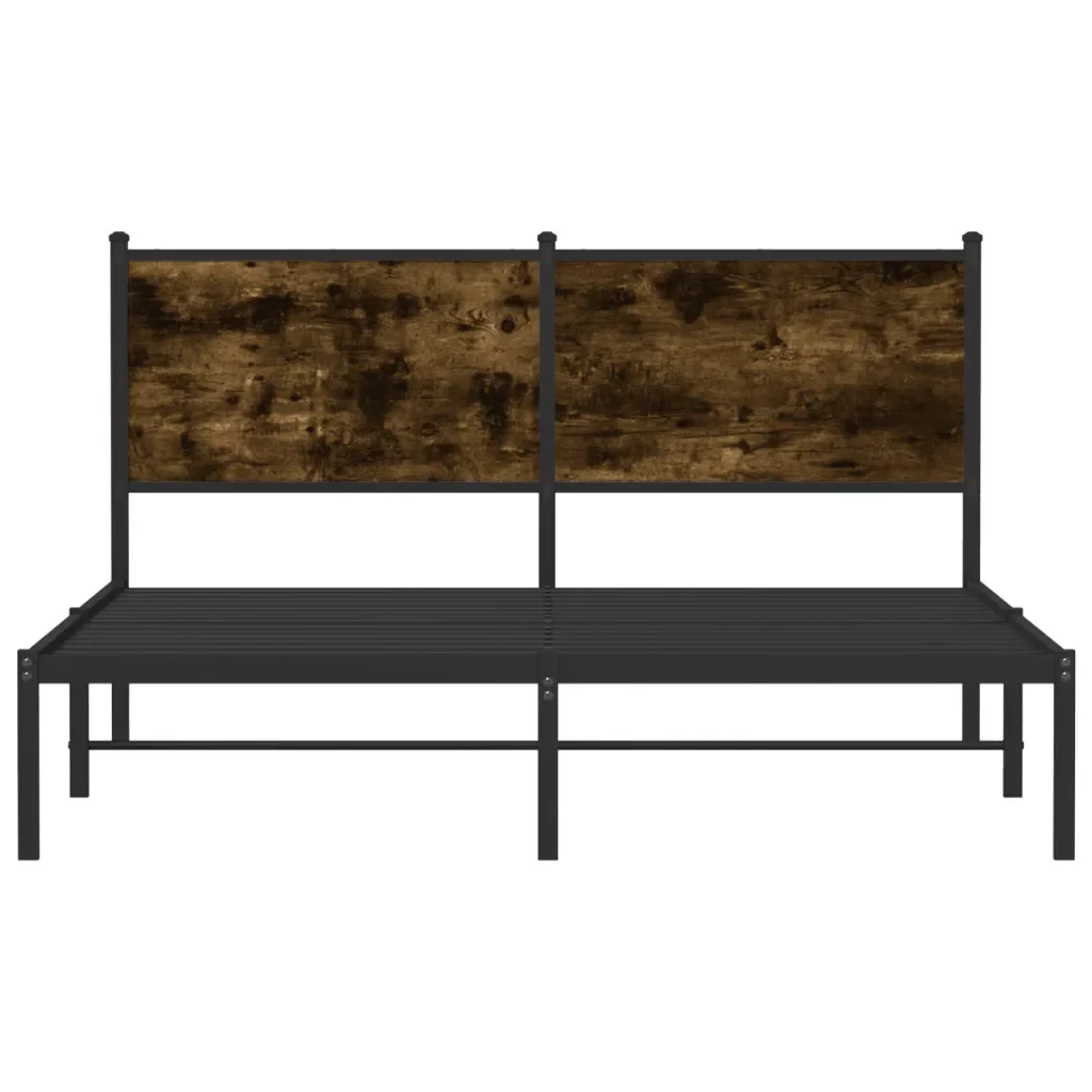 Letto matrimoniale | Letto per adulti | Giroletto senza Materaso in Metallo Rovere Fumo 137x190 cm - Image 5