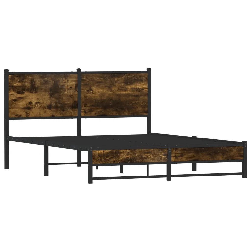 Letto matrimoniale | Letto per adulti | Giroletto senza Materaso in Metallo Rovere Fumo 140x190 cm - Image 4