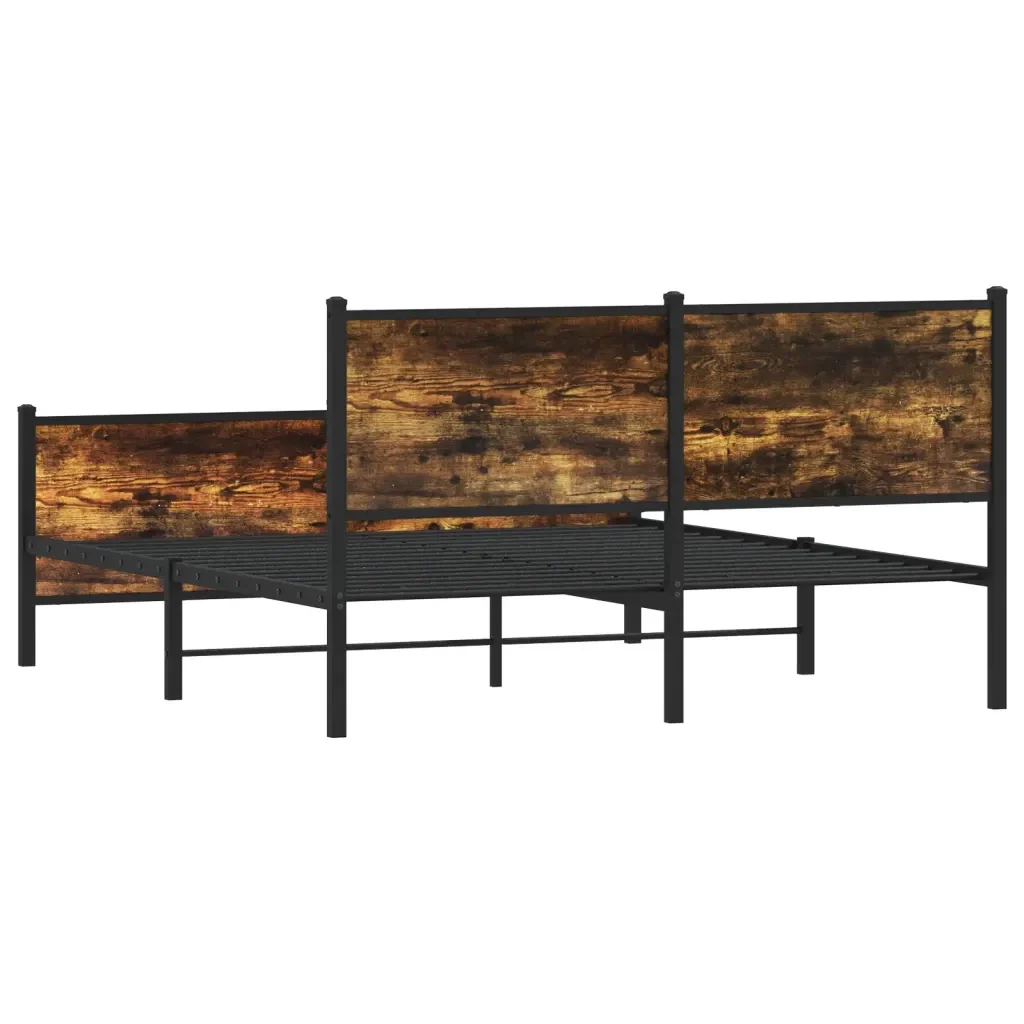 Letto matrimoniale | Letto per adulti | Giroletto senza Materaso in Metallo Rovere Fumo 140x190 cm - Image 7
