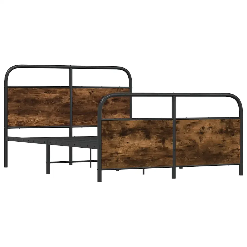 Letto matrimoniale | Letto per adulti | Giroletto senza Materaso in Metallo Rovere Fumo 140x190 cm - Image 3