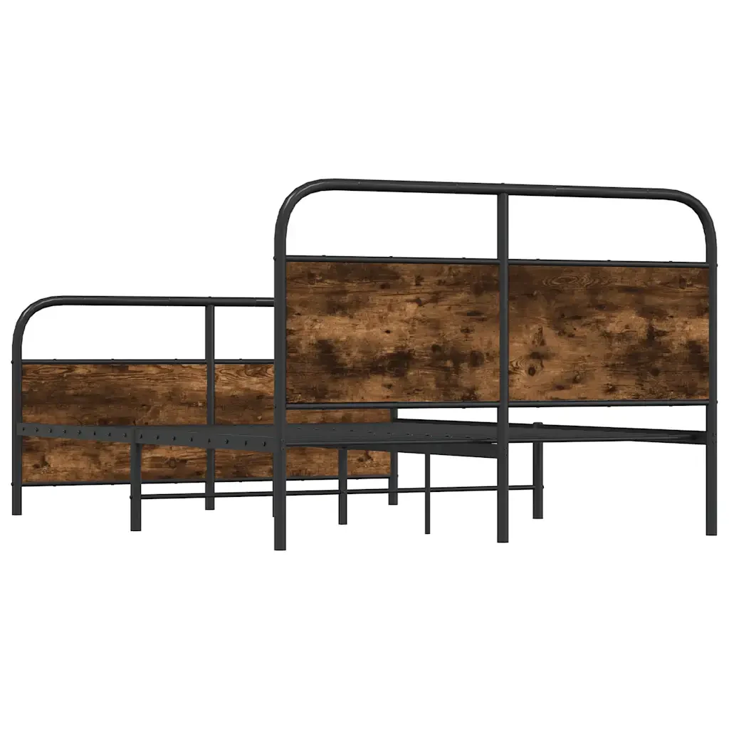 Letto matrimoniale | Letto per adulti | Giroletto senza Materaso in Metallo Rovere Fumo 140x190 cm - Image 7