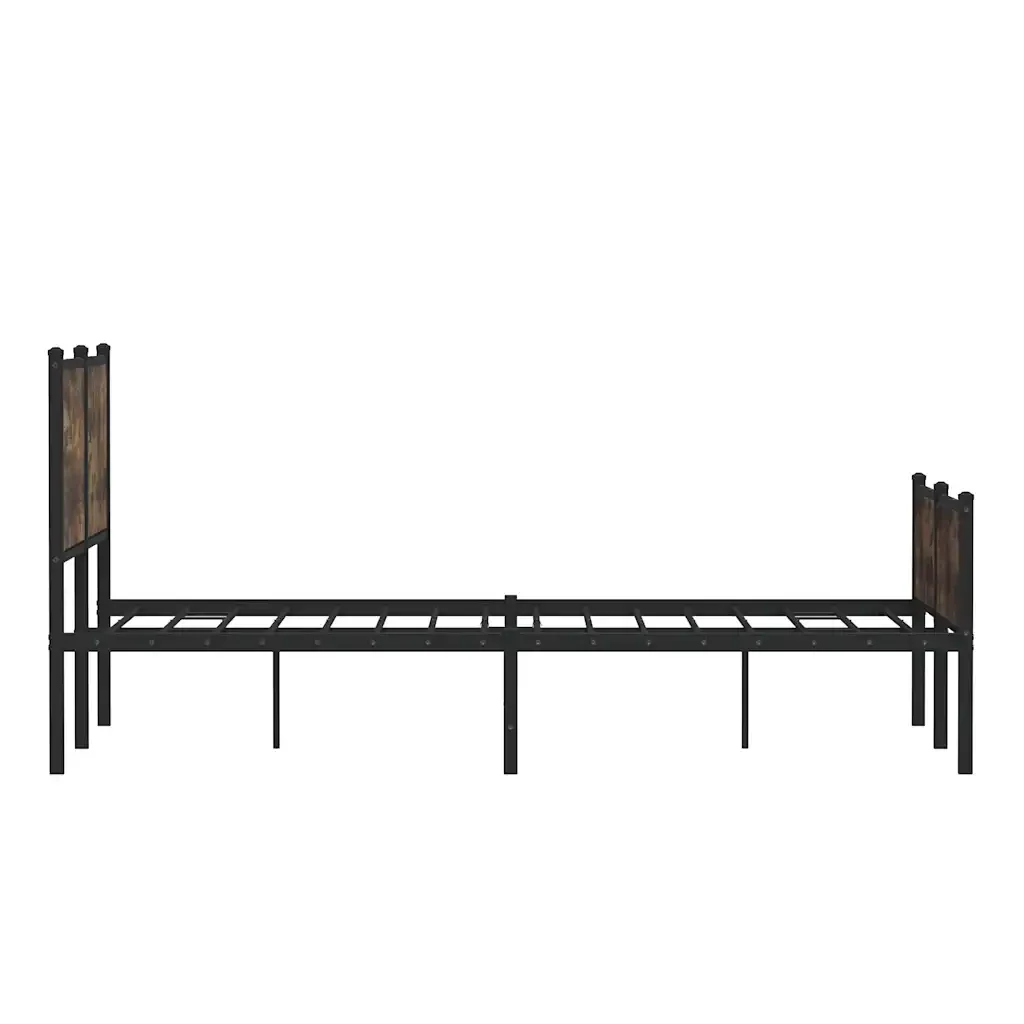 Letto matrimoniale | Letto per adulti | Giroletto senza Materaso in Metallo Rovere Fumo 140x190 cm - Image 6