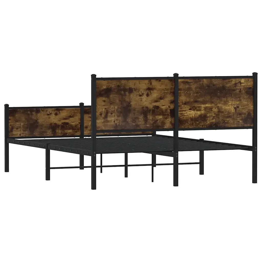 Letto matrimoniale | Letto per adulti | Giroletto senza Materaso in Metallo Rovere Fumo 140x190 cm - Image 7