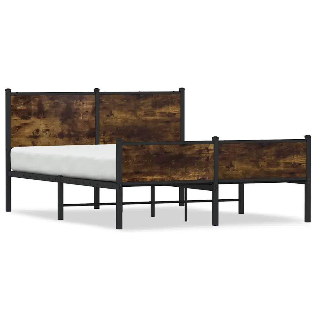 Letto matrimoniale | Letto per adulti | Giroletto senza Materaso in Metallo Rovere Fumo 140x200 cm