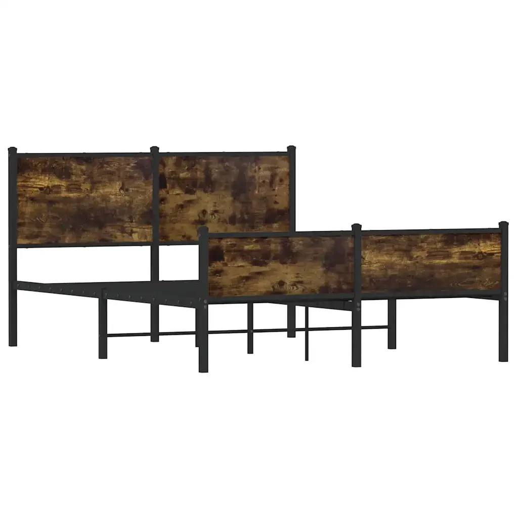 Letto matrimoniale | Letto per adulti | Giroletto senza Materaso in Metallo Rovere Fumo 140x200 cm - Image 4
