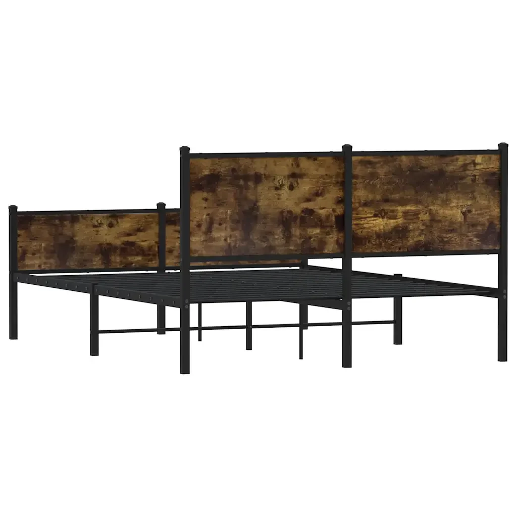 Letto matrimoniale | Letto per adulti | Giroletto senza Materaso in Metallo Rovere Fumo 140x200 cm - Image 7