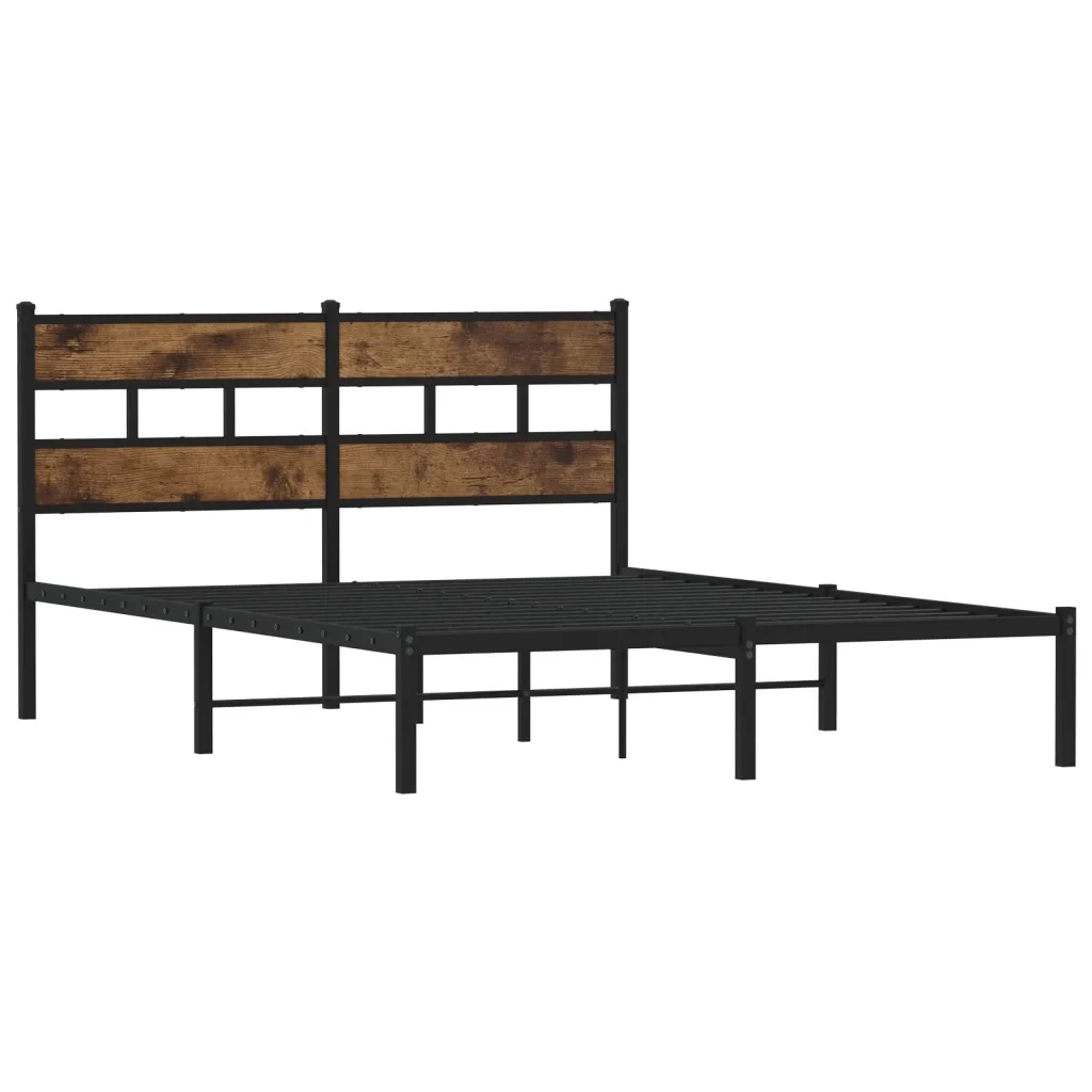 Letto matrimoniale | Letto per adulti | Giroletto senza Materaso in Metallo Rovere Fumo 140x200 cm - Image 4