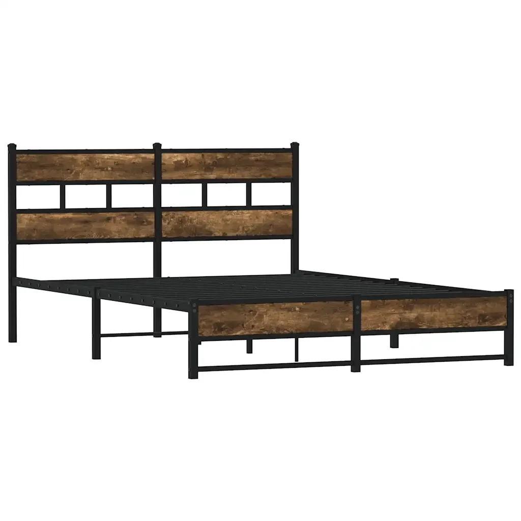 Letto matrimoniale | Letto per adulti | Giroletto senza Materaso in Metallo Rovere Fumo 140x200 cm - Image 3