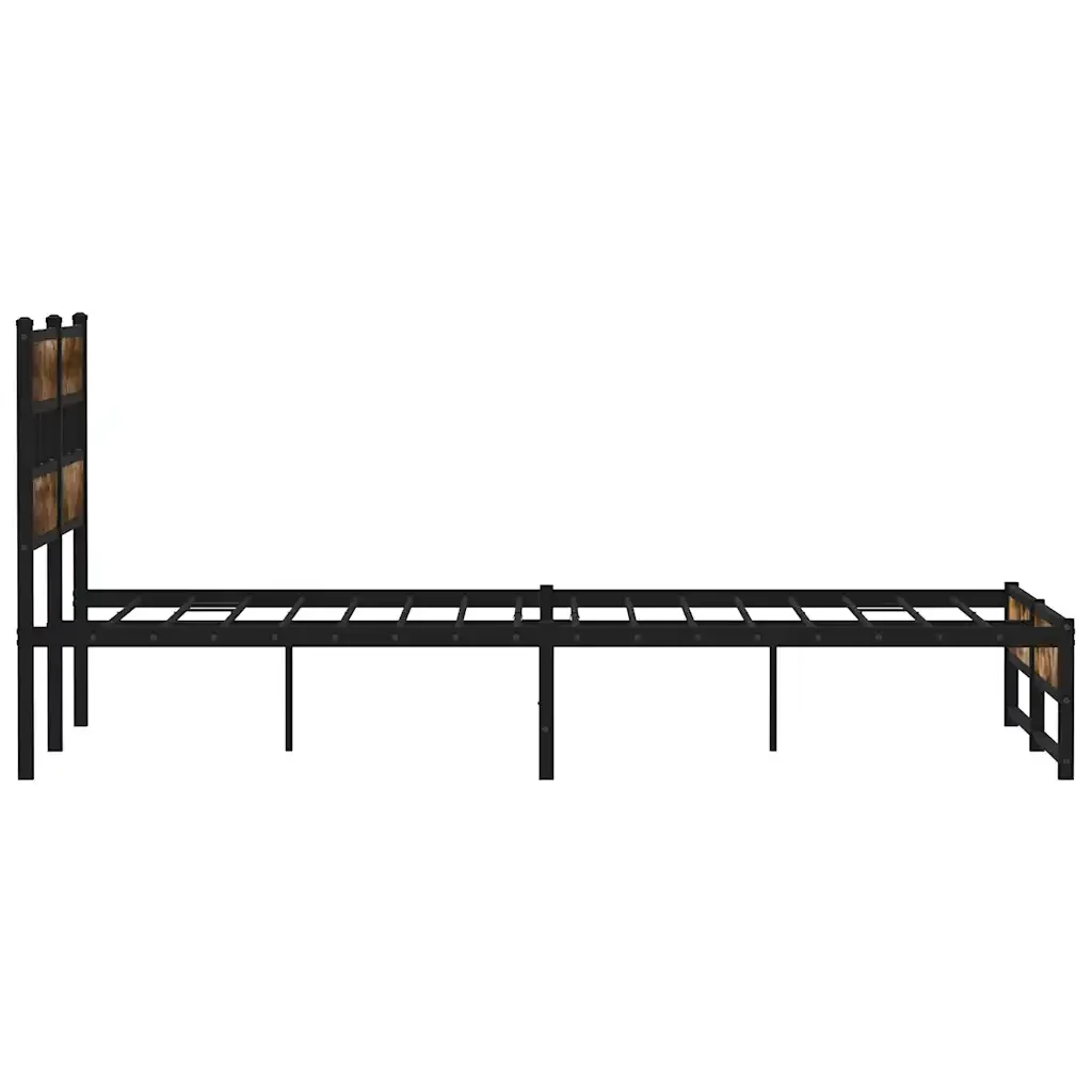 Letto matrimoniale | Letto per adulti | Giroletto senza Materaso in Metallo Rovere Fumo 140x200 cm - Image 5