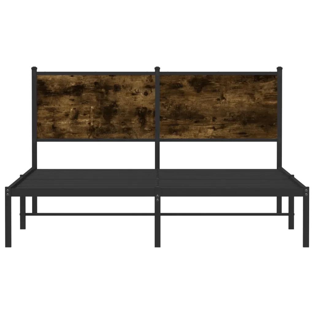 Letto matrimoniale | Letto per adulti | Giroletto senza Materaso in Metallo Rovere Fumo 140x200 cm - Image 5