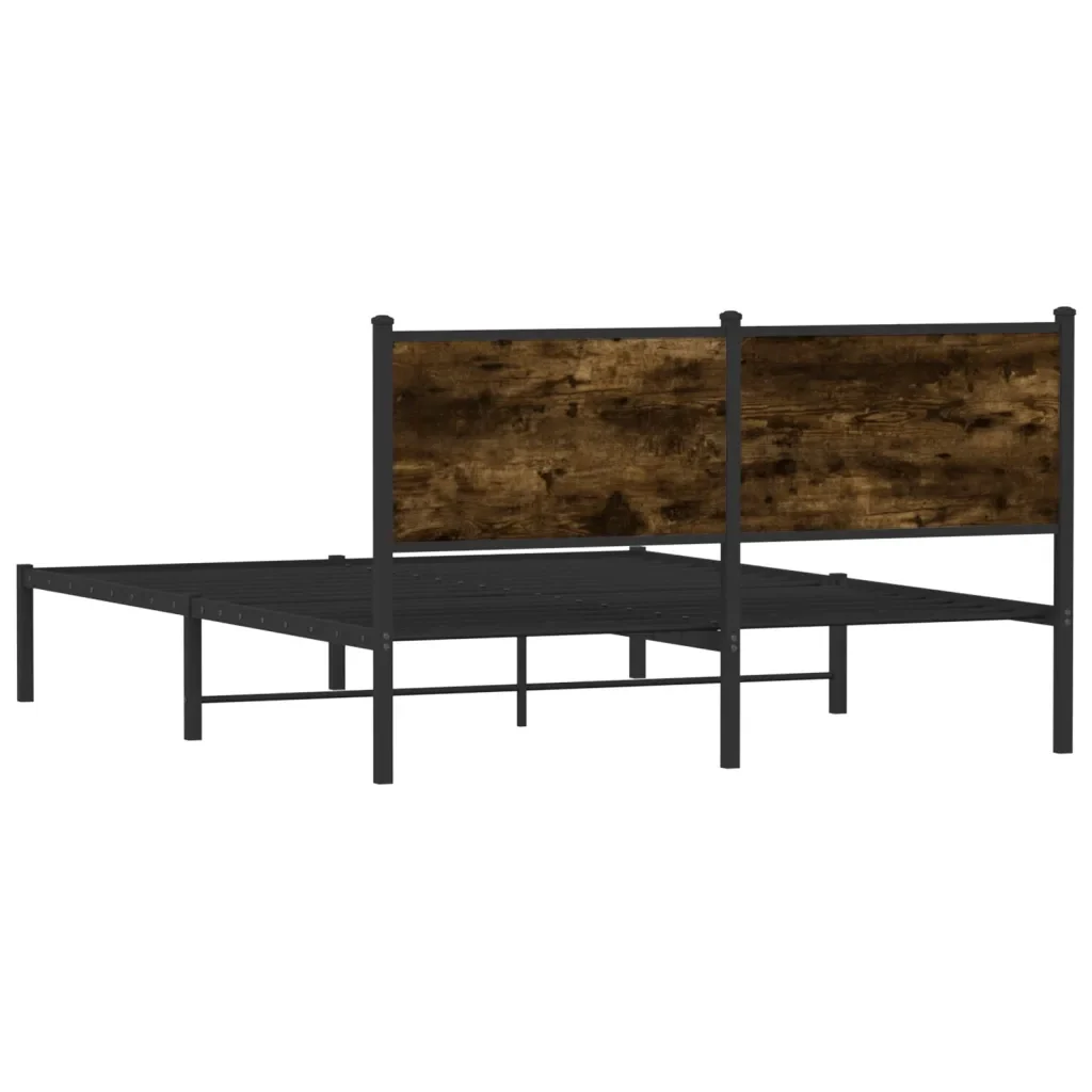 Letto matrimoniale | Letto per adulti | Giroletto senza Materaso in Metallo Rovere Fumo 140x200 cm - Image 7