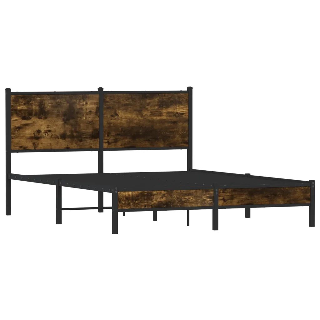 Letto matrimoniale | Letto per adulti | Giroletto senza Materaso in Metallo Rovere Fumo 140x200 cm - Image 3