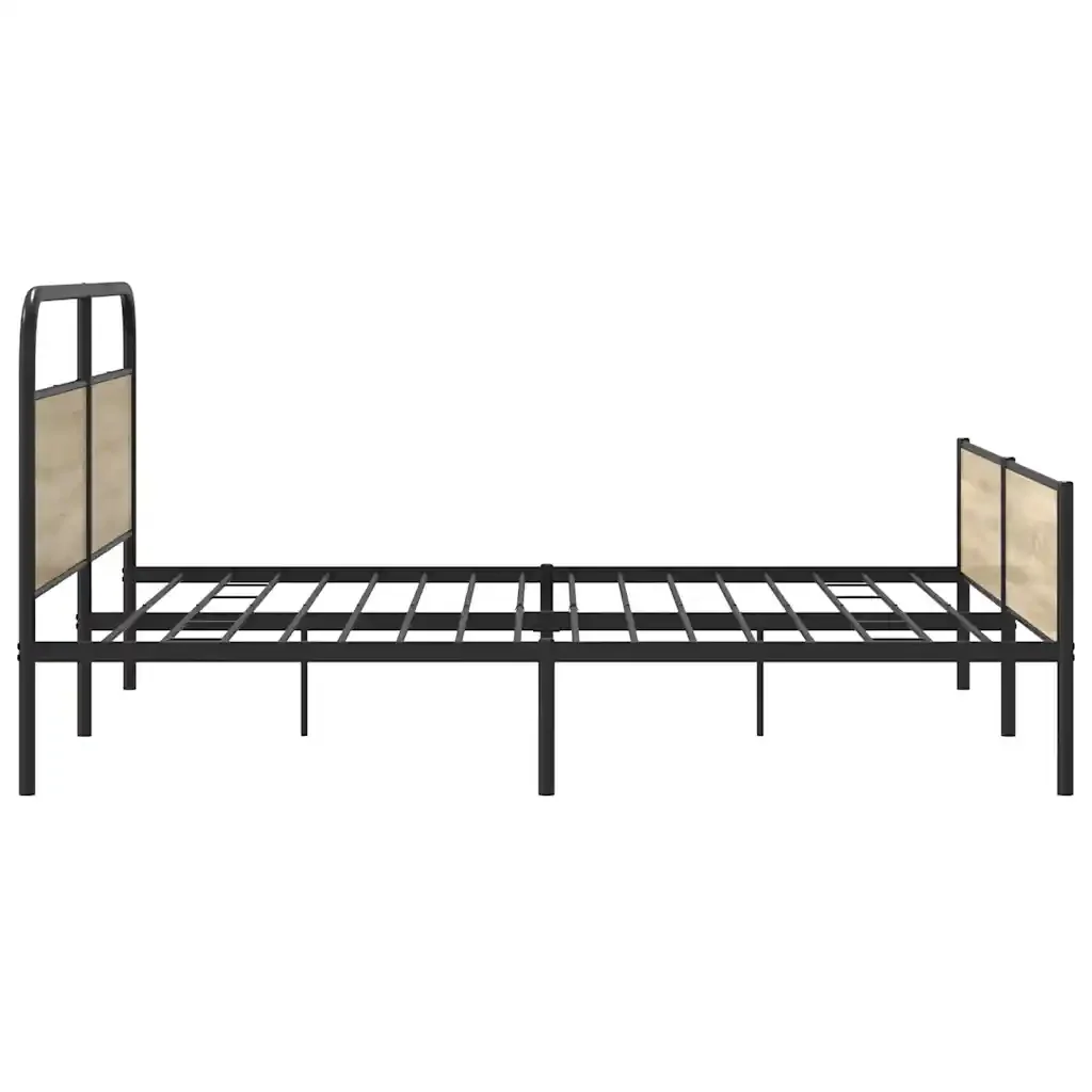 Letto matrimoniale | Letto per adulti | Giroletto senza Materaso in Metallo Rovere Fumo 150x200 cm - Image 6