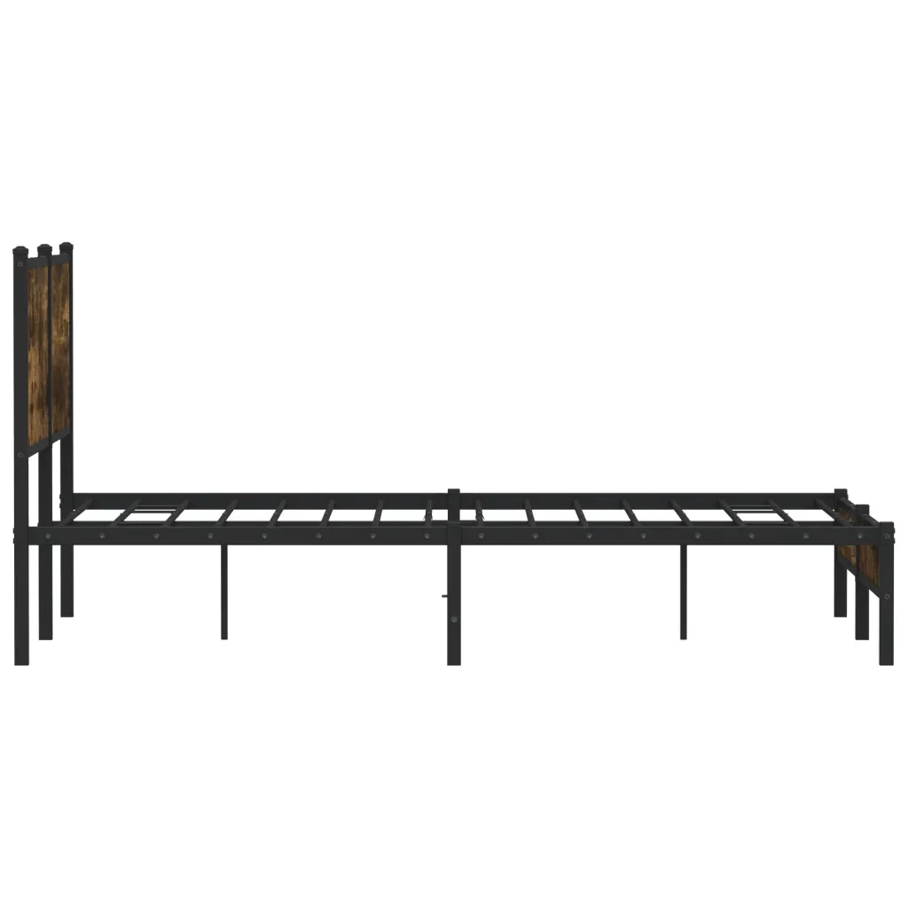 Letto matrimoniale | Letto per adulti | Giroletto senza Materaso in Metallo Rovere Fumo 150x200 cm - Image 6