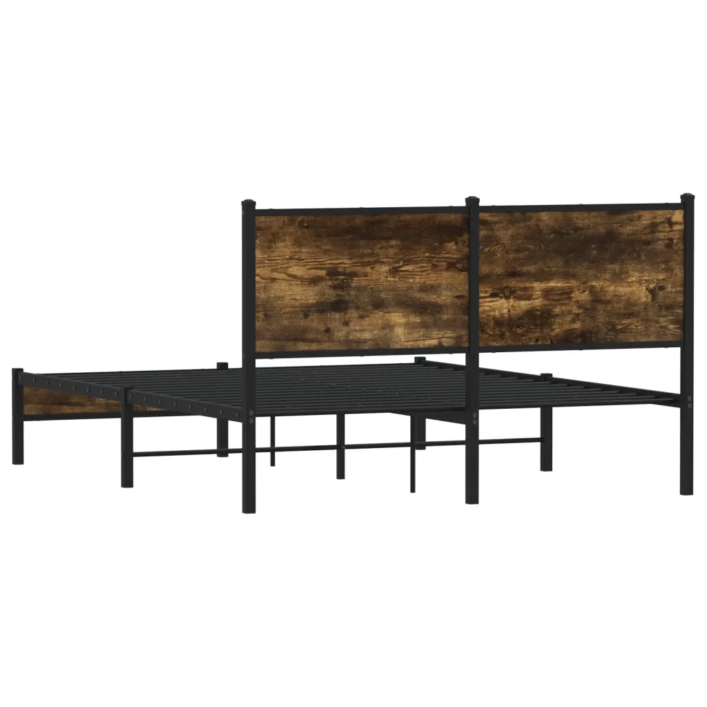 Letto matrimoniale | Letto per adulti | Giroletto senza Materaso in Metallo Rovere Fumo 150x200 cm - Image 7