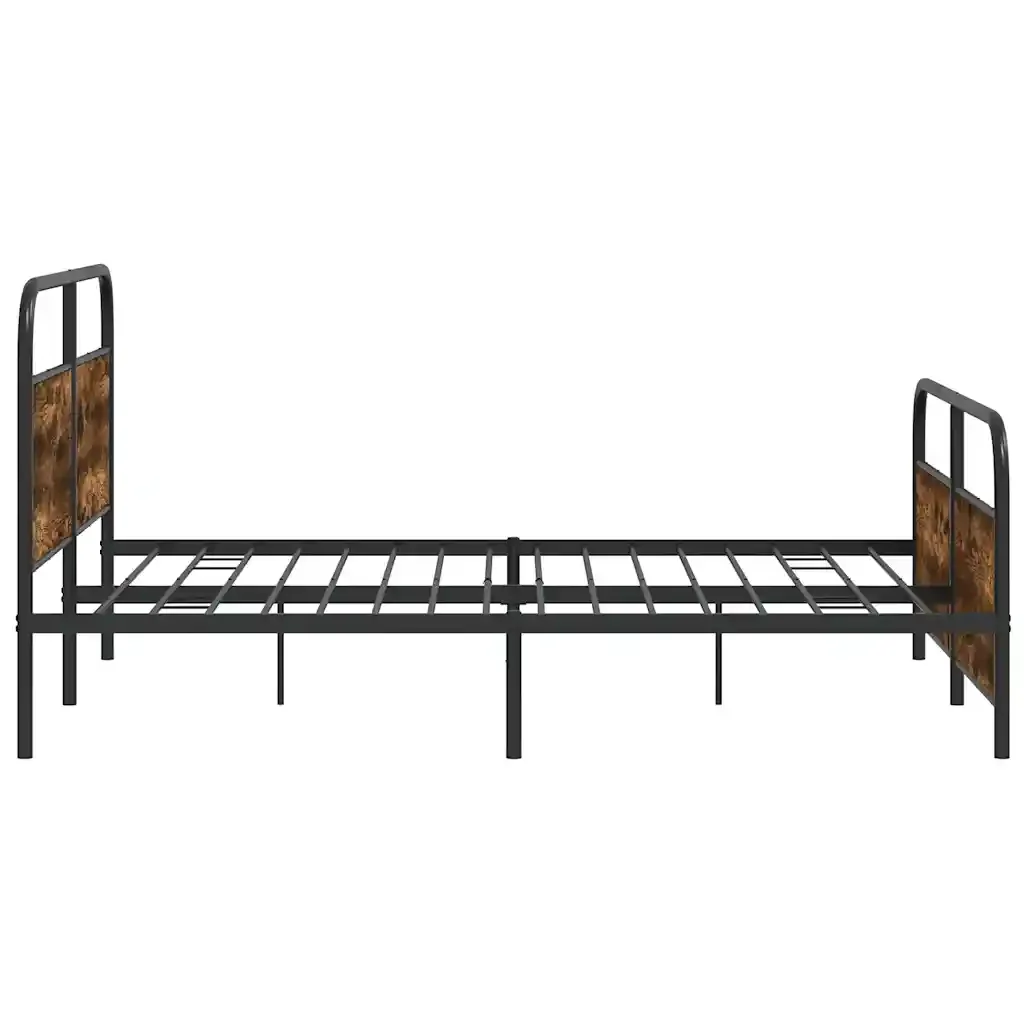 Letto matrimoniale | Letto per adulti | Giroletto senza Materaso in Metallo Rovere Fumo 150x200 cm - Image 6