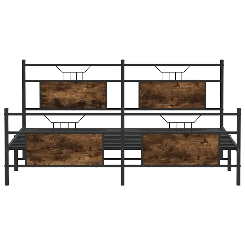Letto matrimoniale | Letto per adulti | Giroletto senza Materaso in Metallo Rovere Fumo 160x200 cm - Image 6