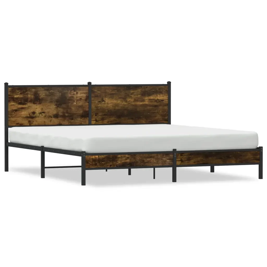 Letto matrimoniale | Letto per adulti | Giroletto senza Materaso in Metallo Rovere Fumo 160x200 cm