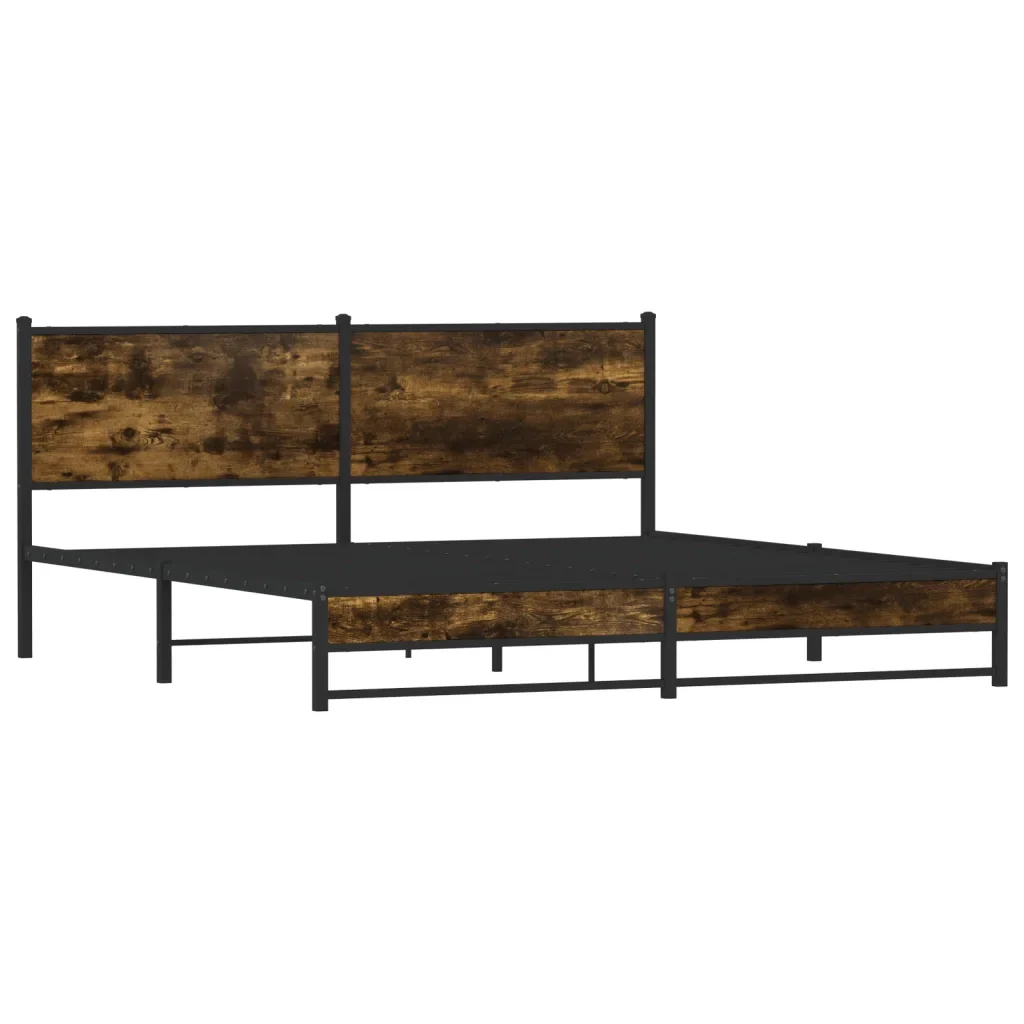 Letto matrimoniale | Letto per adulti | Giroletto senza Materaso in Metallo Rovere Fumo 160x200 cm - Image 3