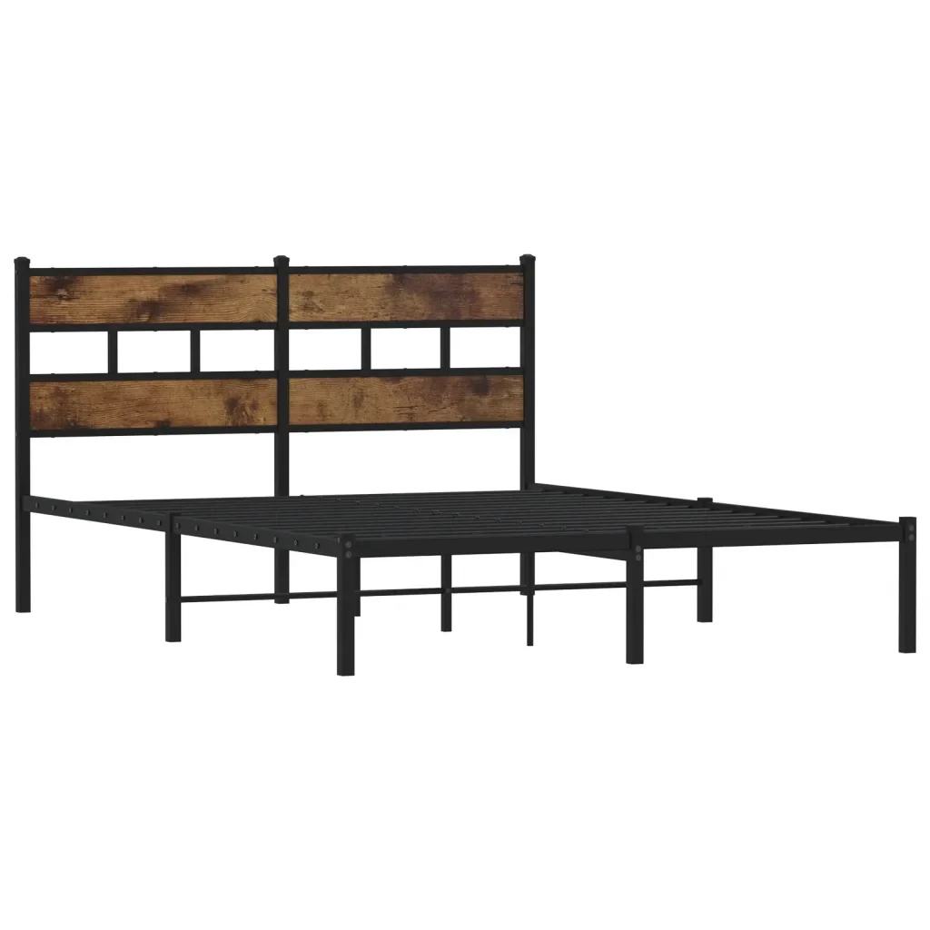 Letto matrimoniale | Letto per adulti | Giroletto senza Materaso in Metallo Rovere Fumo 160x200 cm - Image 4
