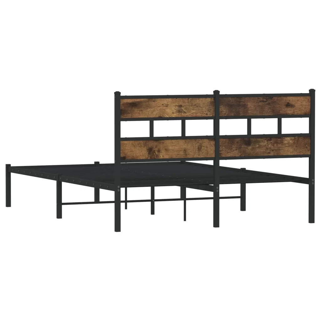 Letto matrimoniale | Letto per adulti | Giroletto senza Materaso in Metallo Rovere Fumo 160x200 cm - Image 6