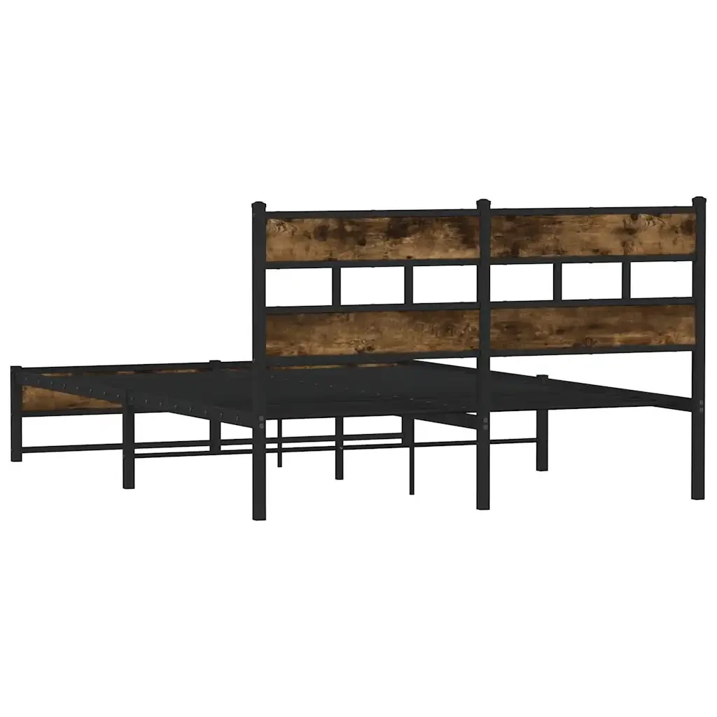 Letto matrimoniale | Letto per adulti | Giroletto senza Materaso in Metallo Rovere Fumo 160x200 cm - Image 6