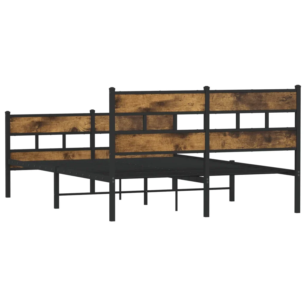 Letto matrimoniale | Letto per adulti | Giroletto senza Materaso in Metallo Rovere Fumo 160x200 cm - Image 6
