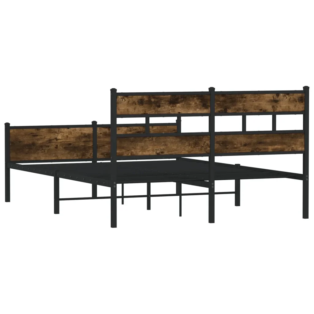 Letto matrimoniale | Letto per adulti | Giroletto senza Materaso in Metallo Rovere Fumo 160x200 cm - Image 6