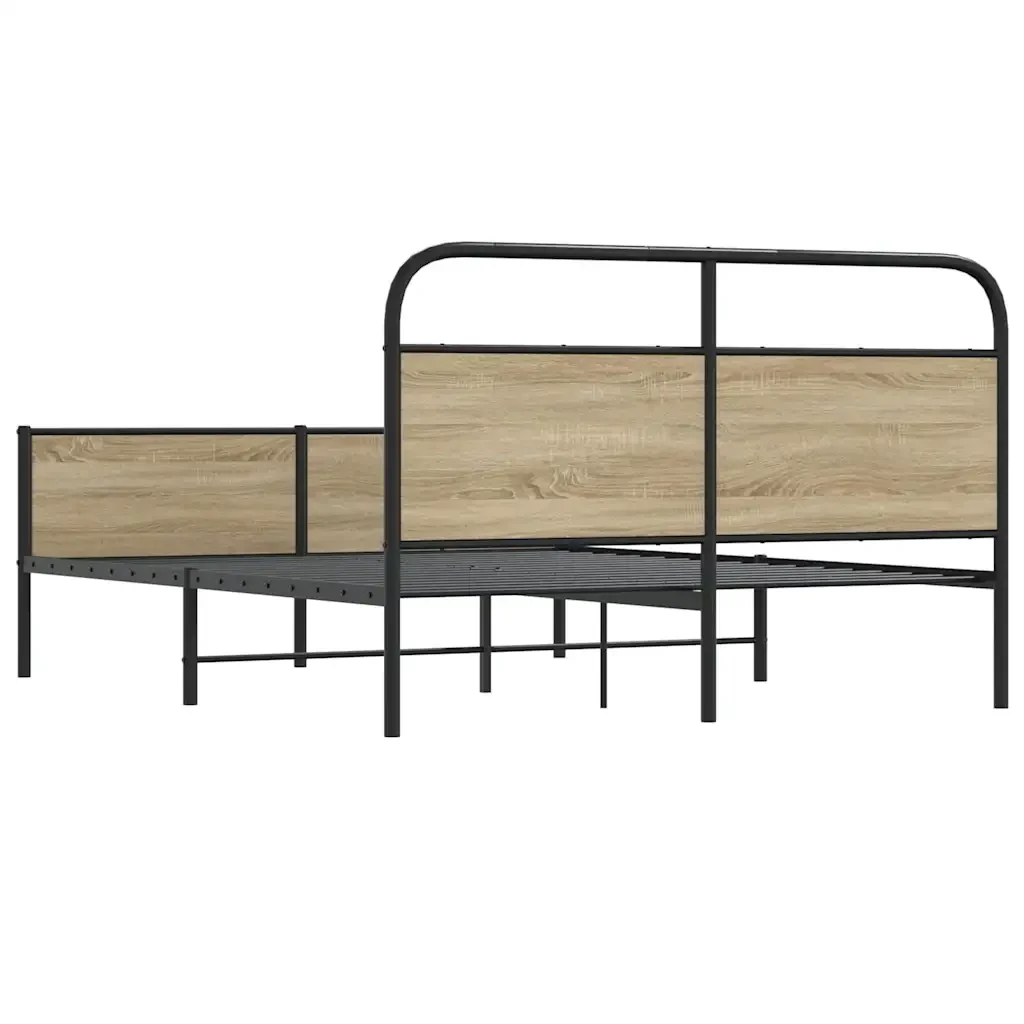 Letto matrimoniale | Letto per adulti | Giroletto senza Materaso in Metallo Rovere Fumo 160x200 cm - Image 7