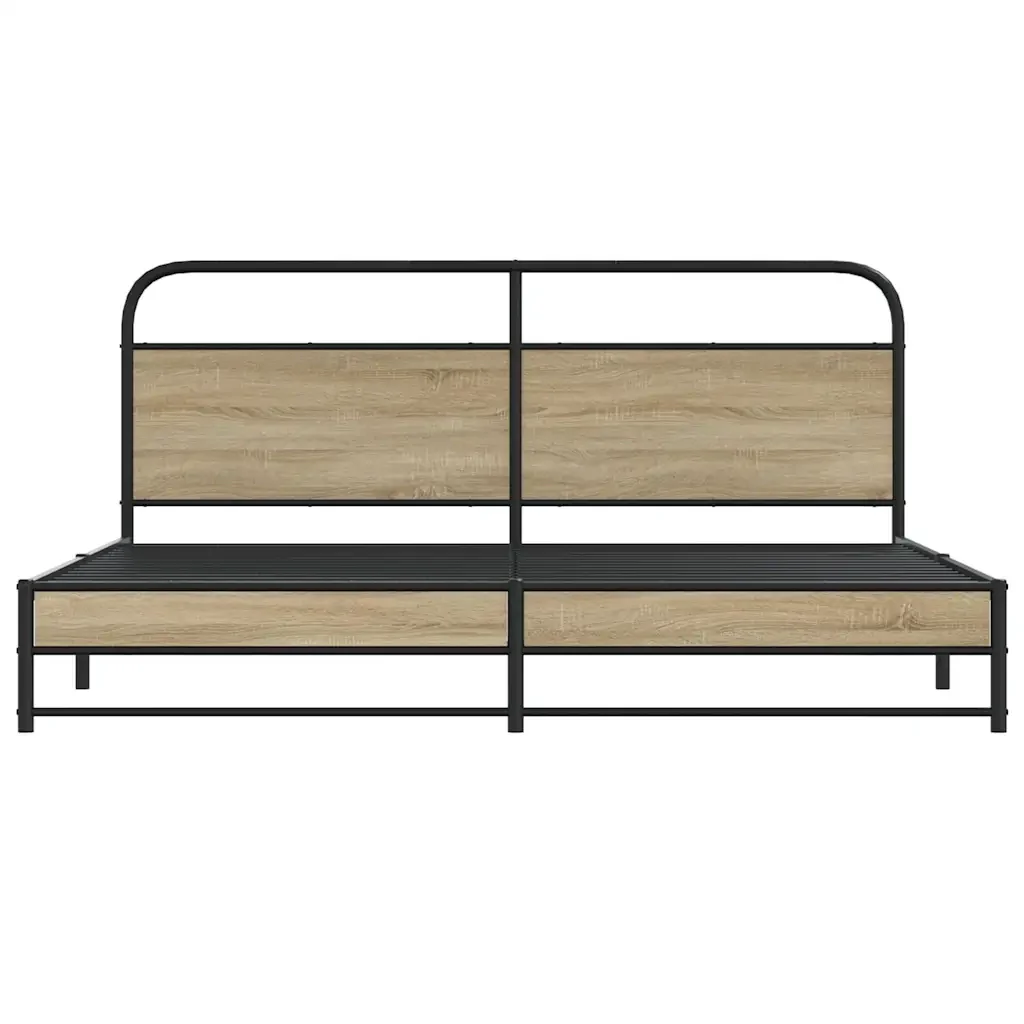 Letto matrimoniale | Letto per adulti | Giroletto senza Materaso in Metallo Rovere Fumo 180x200 cm - Image 5