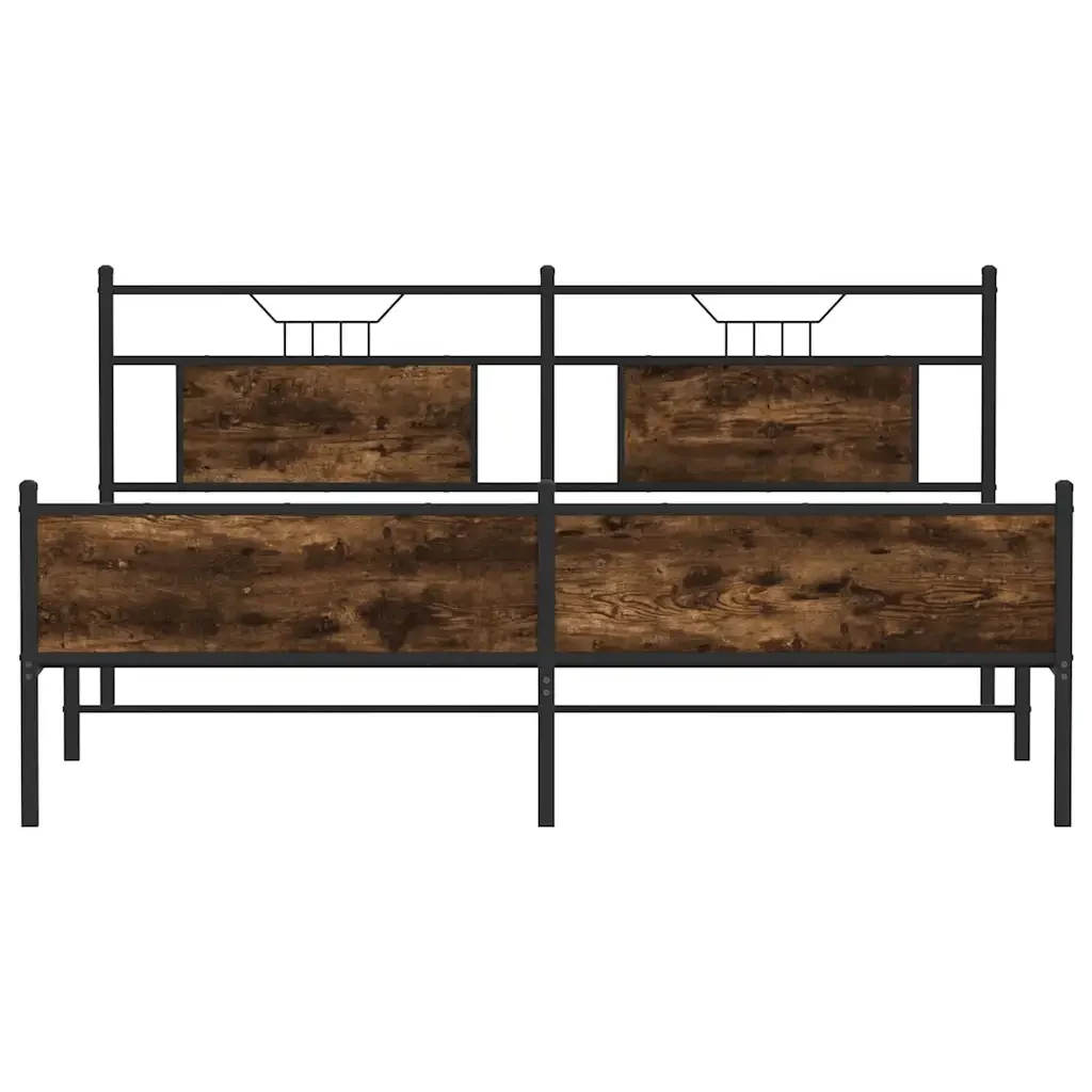 Letto matrimoniale | Letto per adulti | Giroletto senza Materaso in Metallo Rovere Fumo 180x200 cm - Image 6