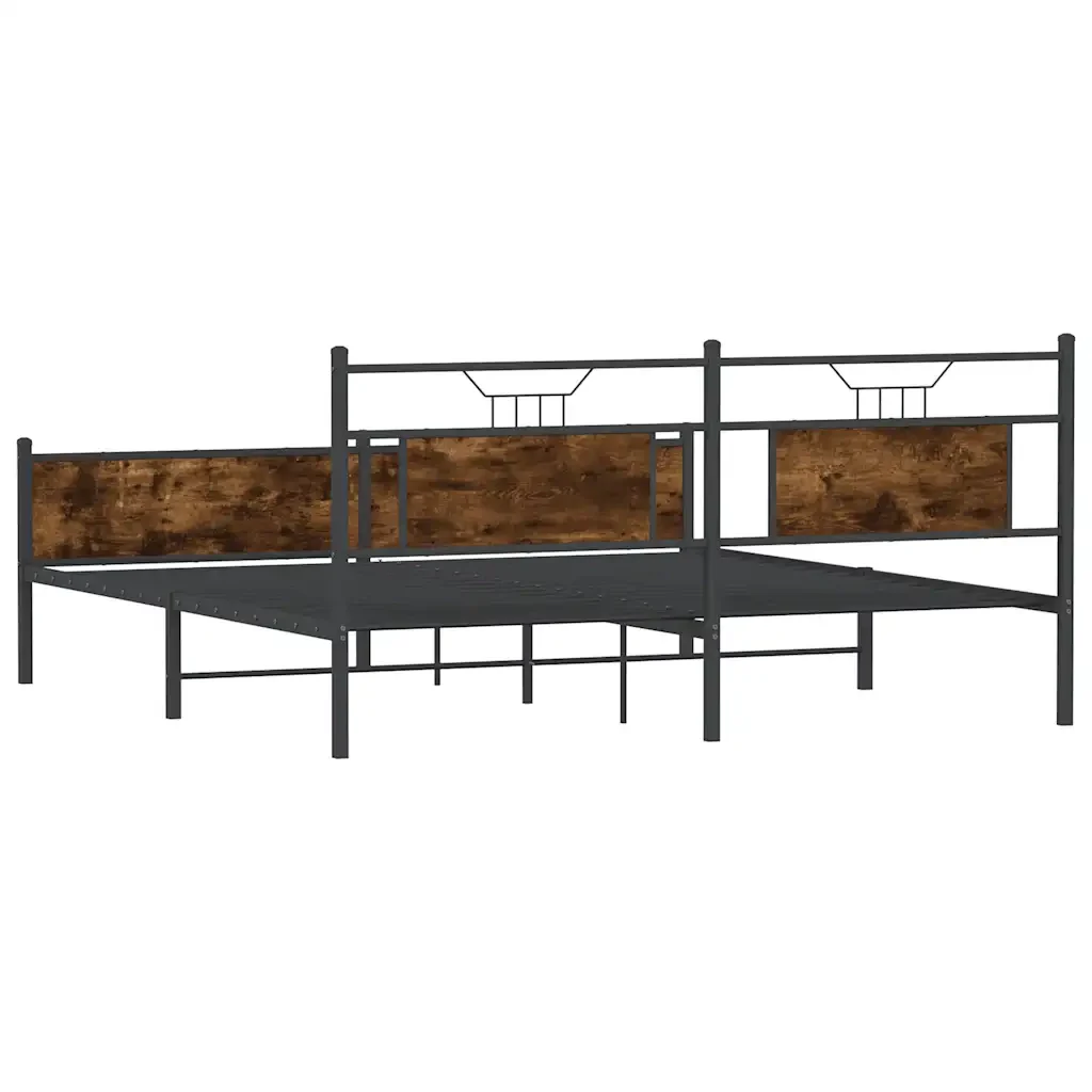 Letto matrimoniale | Letto per adulti | Giroletto senza Materaso in Metallo Rovere Fumo 180x200 cm - Image 8