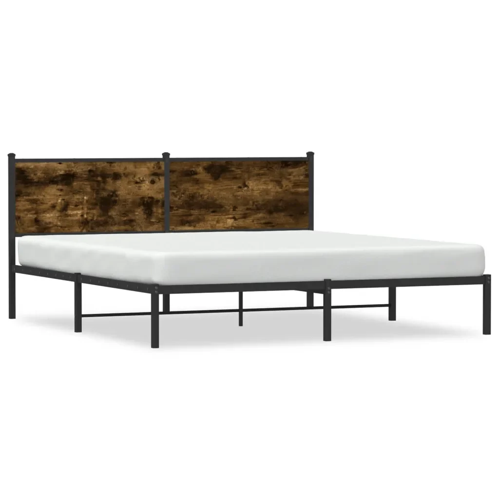 Letto matrimoniale | Letto per adulti | Giroletto senza Materaso in Metallo Rovere Fumo 180x200 cm