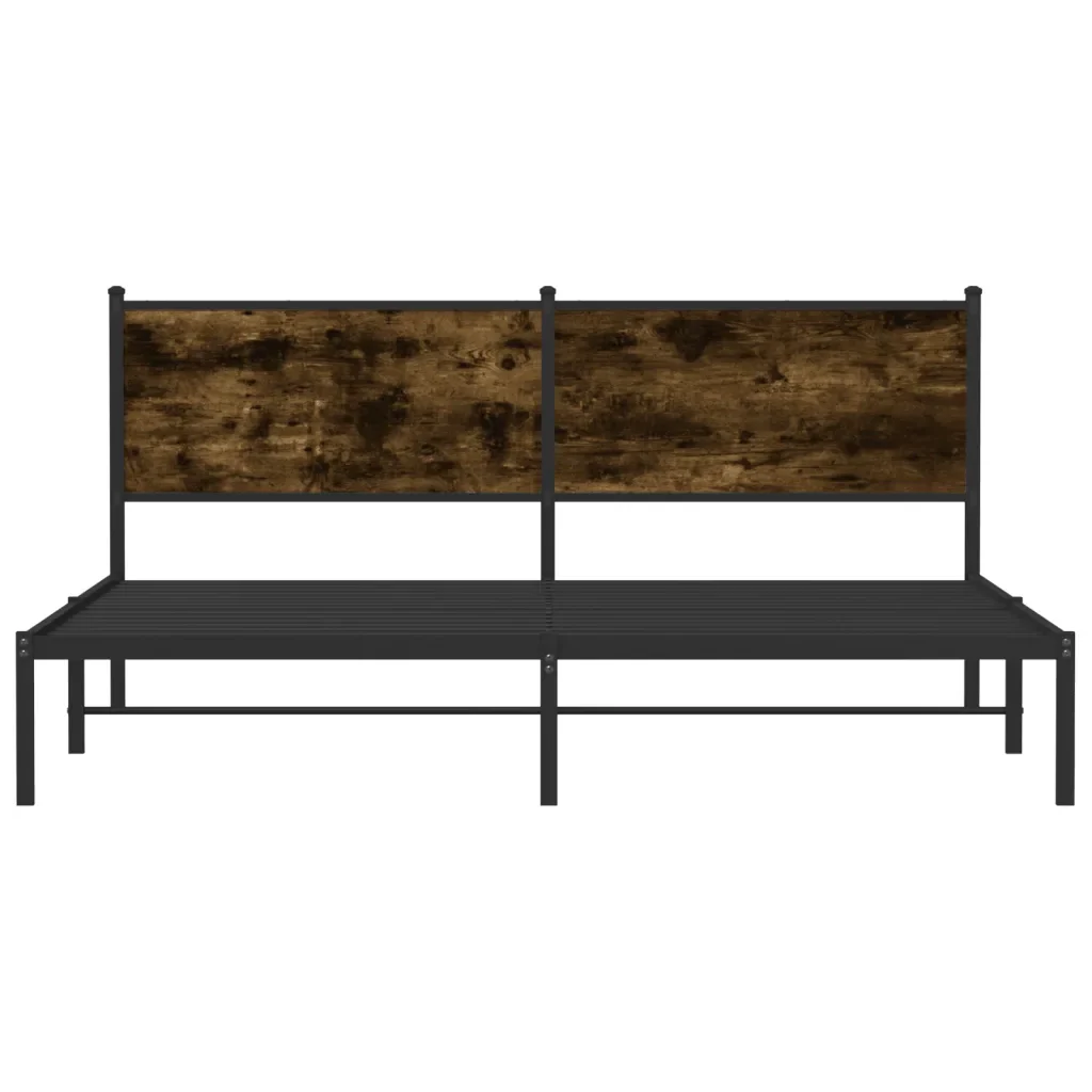 Letto matrimoniale | Letto per adulti | Giroletto senza Materaso in Metallo Rovere Fumo 180x200 cm - Image 5