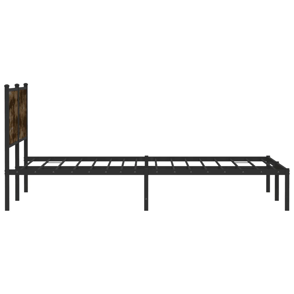 Letto matrimoniale | Letto per adulti | Giroletto senza Materaso in Metallo Rovere Fumo 180x200 cm - Image 6