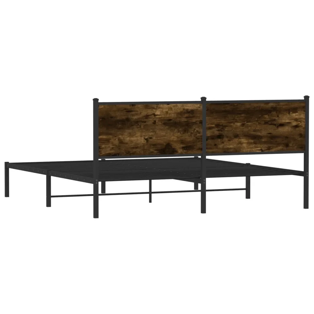 Letto matrimoniale | Letto per adulti | Giroletto senza Materaso in Metallo Rovere Fumo 180x200 cm - Image 7