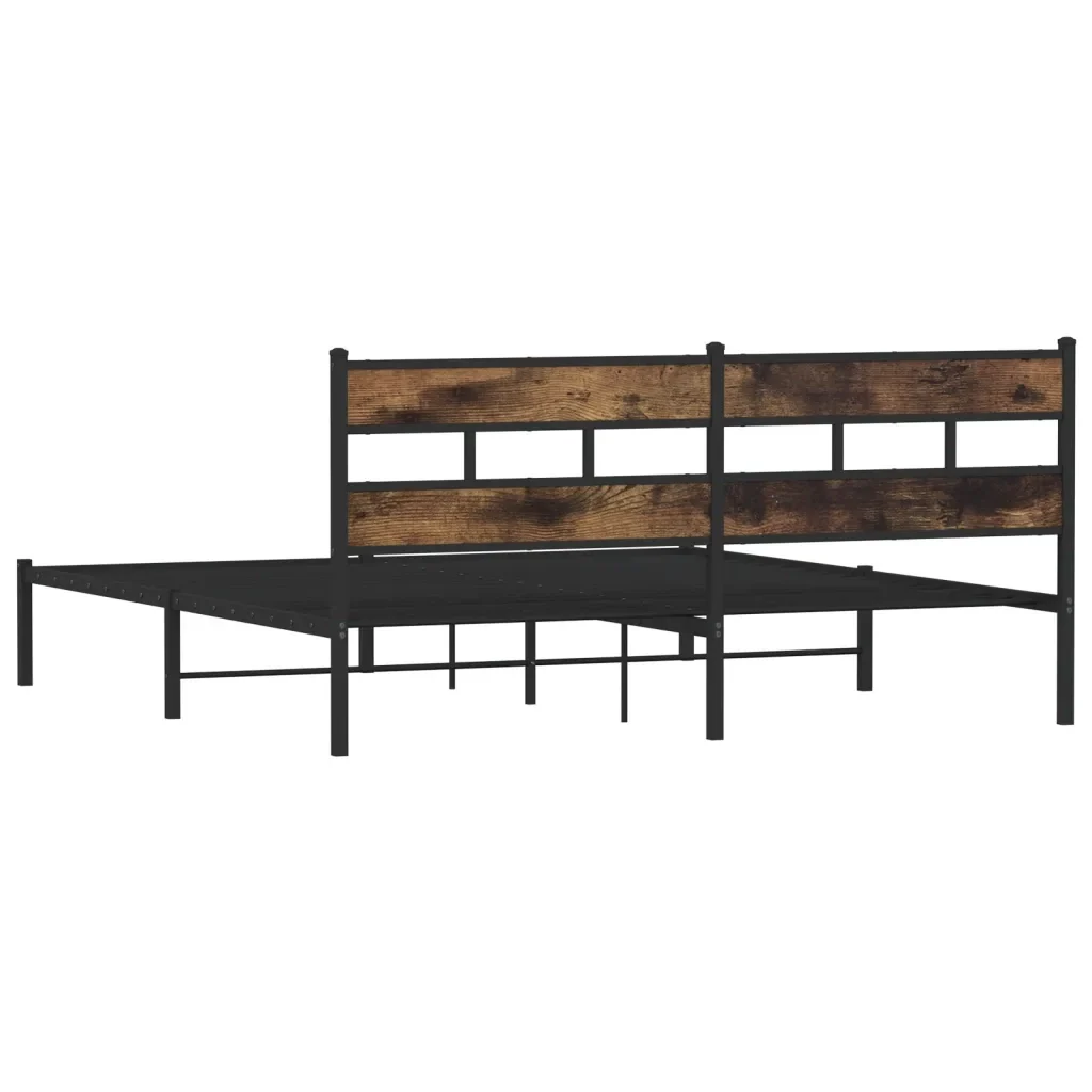 Letto matrimoniale | Letto per adulti | Giroletto senza Materaso in Metallo Rovere Fumo 180x200 cm - Image 6