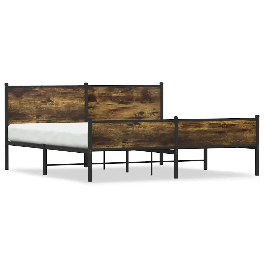Letto matrimoniale | Letto per adulti | Giroletto senza Materaso in Metallo Rovere Fumo 180x200 cm