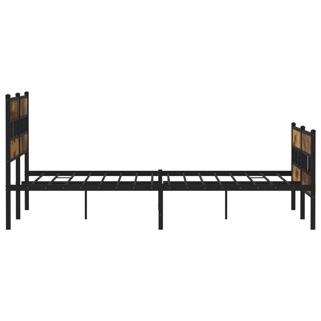 Letto matrimoniale | Letto per adulti | Giroletto senza Materaso in Metallo Rovere Fumo 180x200 cm - Image 5