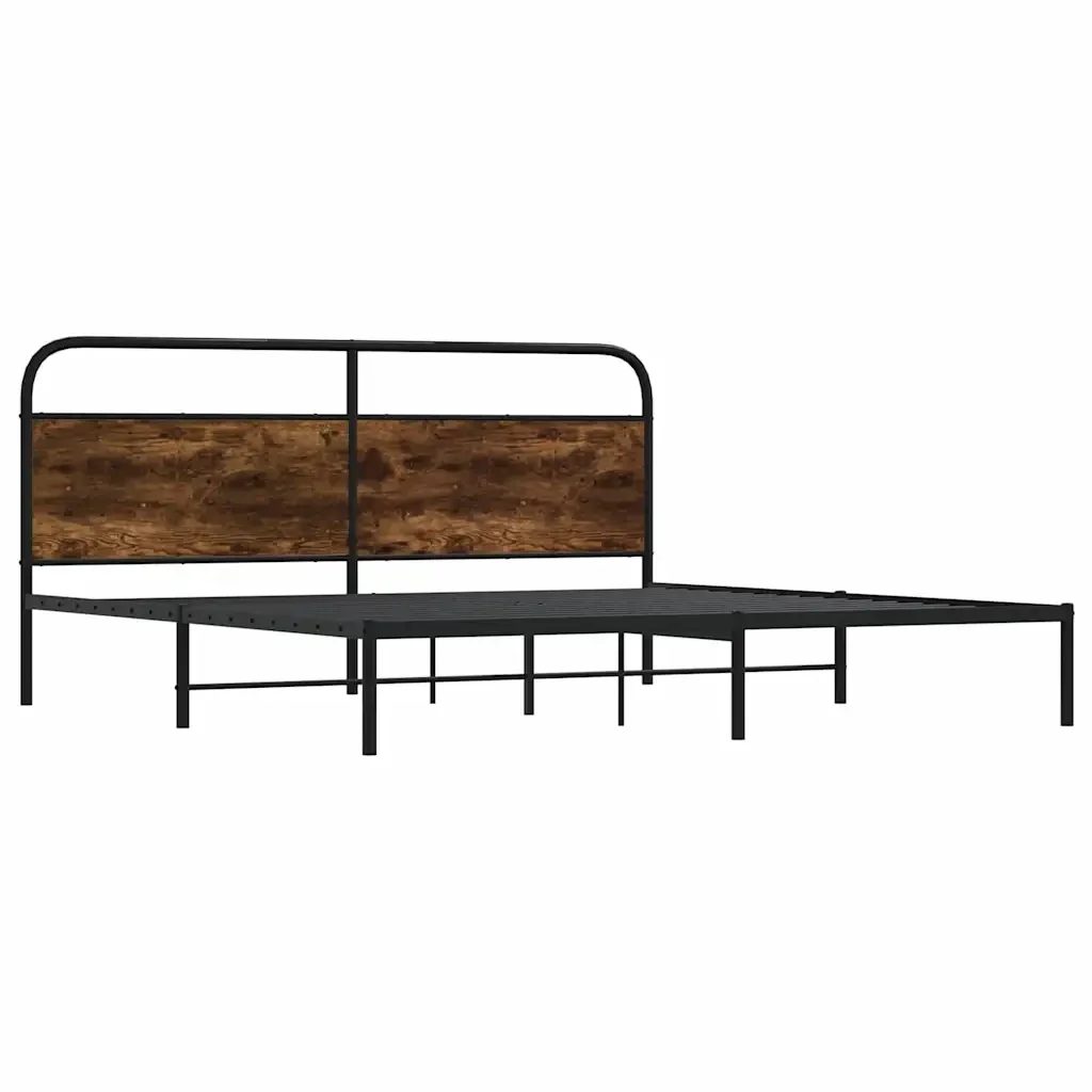Letto matrimoniale | Letto per adulti | Giroletto senza Materaso in Metallo Rovere Fumo 180x200 cm - Image 3