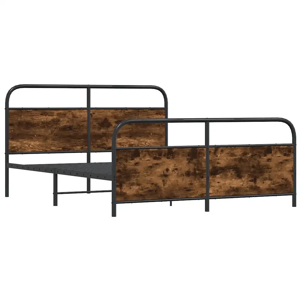 Letto matrimoniale | Letto per adulti | Giroletto senza Materaso in Metallo Rovere Fumo 183x213 cm - Image 4