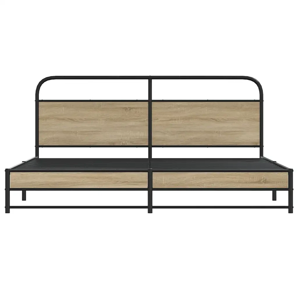 Letto matrimoniale | Letto per adulti | Giroletto senza Materaso in Metallo Rovere Fumo 183x213 cm - Image 5